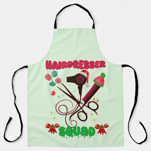 Kapper Kerst Squad Haar Salon Grappig Schort (Voorkant)