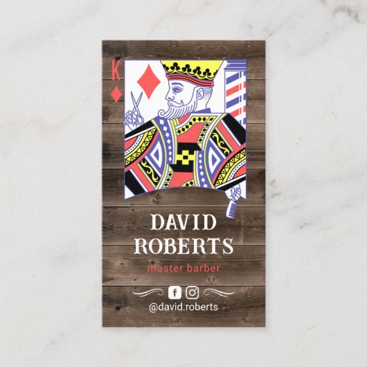 Kapper King Kapper Rustiek Hout Stylist Visitekaartje (Voorkant)
