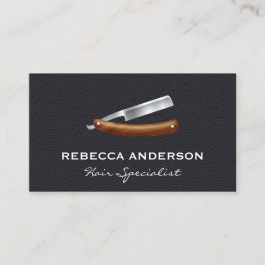 kapper | Lederen achtergrond Visitekaartje (Voorkant)