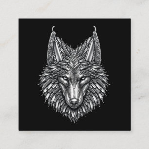 Kapper Logo Metaal Scheermes Wolf Kapperzaak Vierkante Visitekaartje