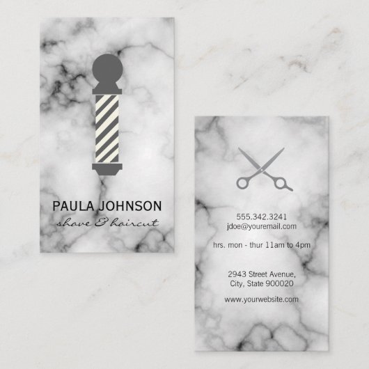 kapper marmer visitekaartje (Voorkant / Achterkant)