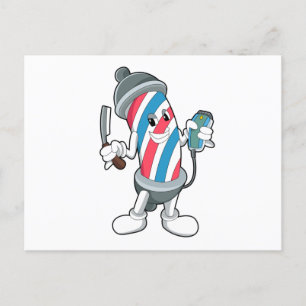Kapper met scheermes briefkaart