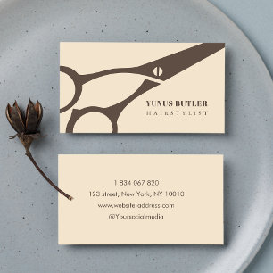 Kapper Minimalistische Schaar Kapsalon Beige Visitekaartje