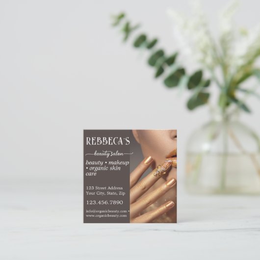 Kapper nagels make-up wimper QR-code Vierkante Visitekaartje (Staand voorkant)