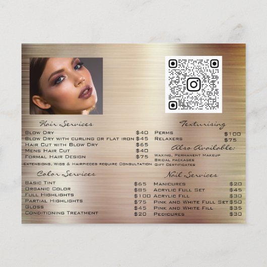 Kapper Nail Stylist Prijslijst Roos Flyer (Achterkant)