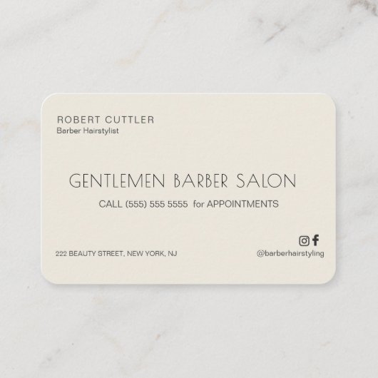 Kapper salon modern  minimalistisch visitekaartje (Achterkant)