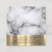 Kapper Salon Scharen Marmer Gouden Trim Vierkante Visitekaartje (Achterkant)