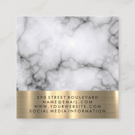 Kapper Salon Scharen Marmer Gouden Trim Vierkante Visitekaartje (Achterkant)