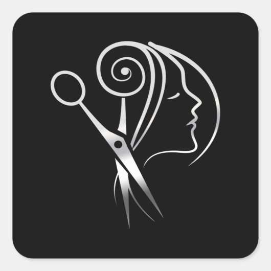 Kapper Saloon Kapper Shop Logo Vierkante Sticker (Voorkant)