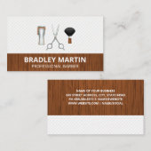 Kapper Schaar Clippers Brush | Houten strepen Visitekaartje (Voorkant / Achterkant)