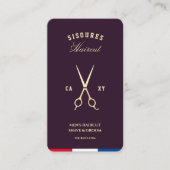 Kapper Schaar Elegant Paarse Goud Rood Wit Blauw Visitekaartje (Voorkant)