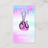 kapper schaar holografisch modern visitekaartje (Voorkant)