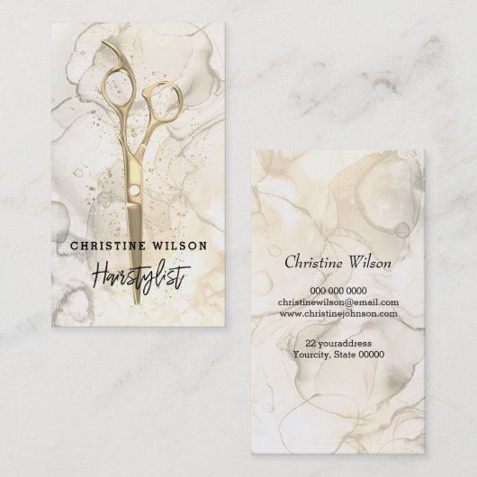 Kapper schaar inkt spatten visitekaartje (Voorkant / Achterkant)