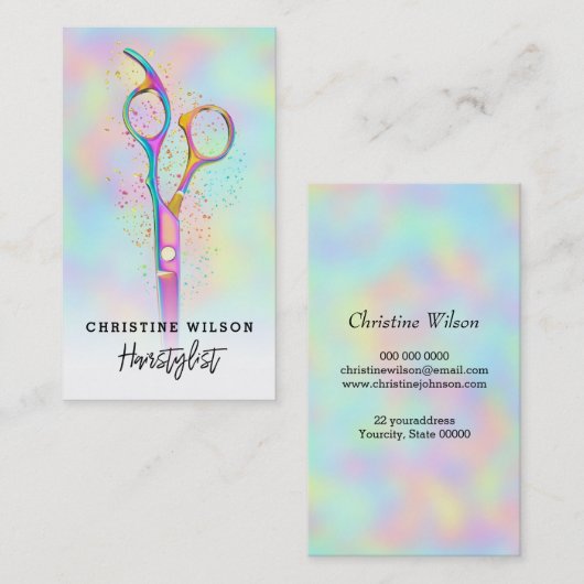 Kapper schaar logo pastel kleuren visitekaartje (Voorkant / Achterkant)