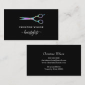 Kapper schaar op zwart visitekaartje (Voorkant / Achterkant)