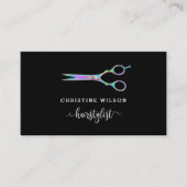 Kapper schaar op zwart visitekaartje (Voorkant)