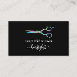 Kapper schaar op zwart visitekaartje