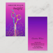 Kapper schaar paarse achtergrond visitekaartje (Voorkant / Achterkant)