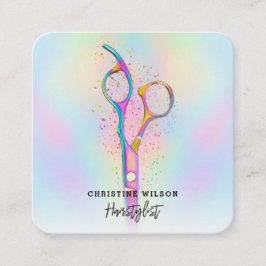Kapper schaar pastel kleuren vierkante visitekaartje