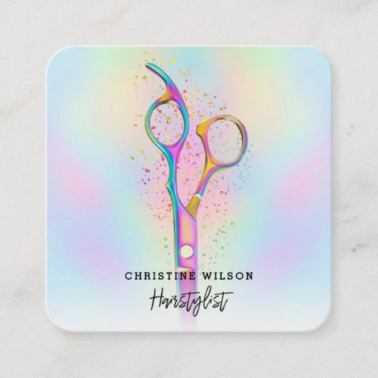 Kapper schaar pastel kleuren vierkante visitekaartje (Voorkant)