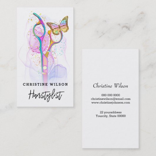 kapper schaar vlinder visitekaartje (Voorkant / Achterkant)