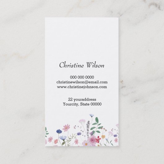 Kapper schaar Wildbloemen Visitekaartje (Achterkant)