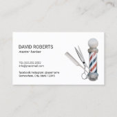 Kapper Shop Minimalistisch Blauw & Rood Strepen Ha Visitekaartje (Achterkant)