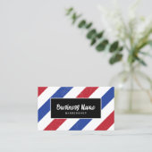 Kapper Shop Minimalistisch Blauw & Rood Strepen Ha Visitekaartje (Staand voorkant)