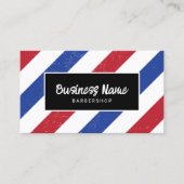Kapper Shop Minimalistisch Blauw & Rood Strepen Ha Visitekaartje (Voorkant)