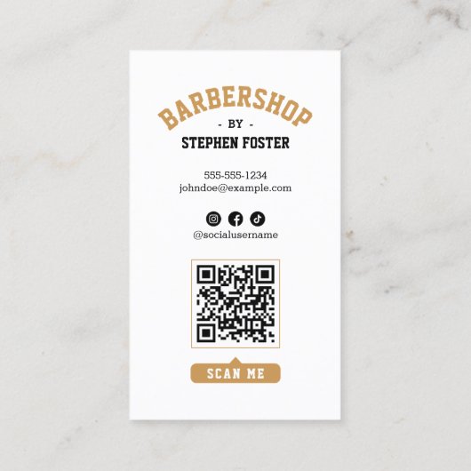 Kapper Shop Schedel & Scheermesje Kapper Wit Visitekaartje (Achterkant)