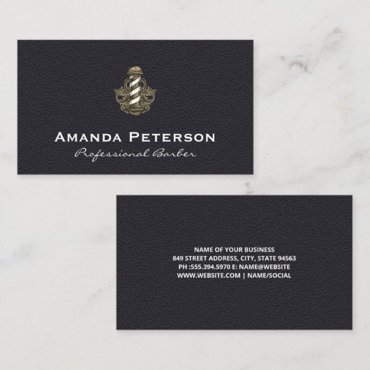  kapper streeppaal | Lederen achtergrond Visitekaartje (Voorkant / Achterkant)