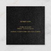 Kapper stylist luxe goud zwart leder look vierkante visitekaartje (Achterkant)