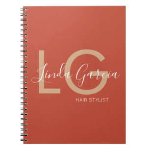  Kapper Verbrand Oranje Beige Monogram  Notitieboek