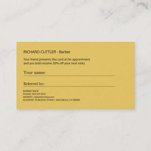 Kapper winkel goud en wit verwijzing sjabloon (Achterkant)
