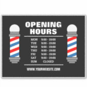 Kapper winkel kapsalon openingstijden vinyl sticke sticker (Voorkant)
