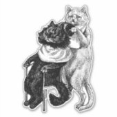 Kapper winkel katten dierlijke illustratie kunst sticker (Voorkant)