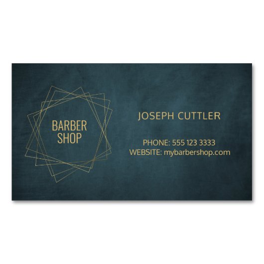 Kapper winkel luxe  marinegoud magnetisch visitekaartje (Voorkant)