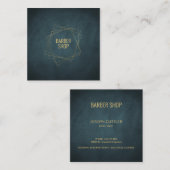 Kapper winkel minimaal marine goud typografie geom vierkante visitekaartje (Voorkant / Achterkant)