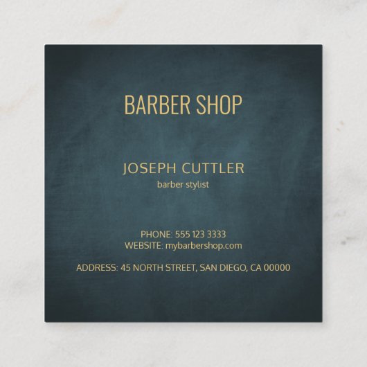 Kapper winkel minimaal marine goud typografie geom vierkante visitekaartje (Achterkant)