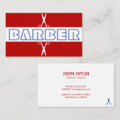 Kapper winkel modern wit blauw rood Visitekaartje (Voorkant / Achterkant)