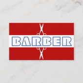 Kapper winkel modern wit blauw rood Visitekaartje (Voorkant)