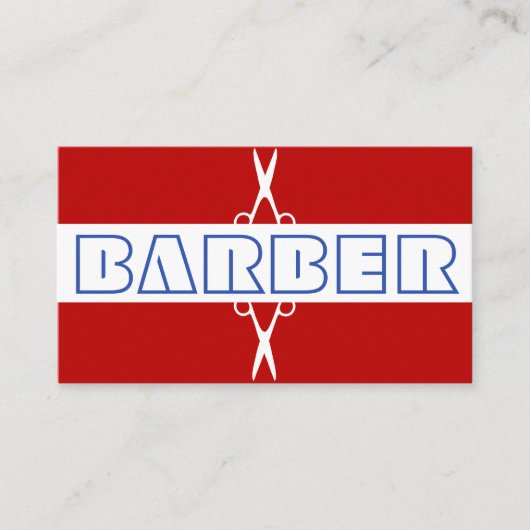Kapper winkel modern wit blauw rood Visitekaartje (Voorkant)