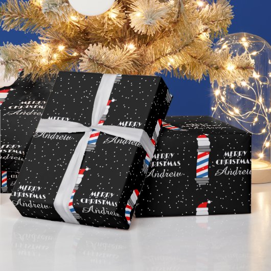 Kapper winkel paal gepersonaliseerde kerst cadeaupapier (Feestdagen)