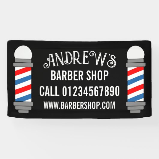 Kapper winkel paal kapsalon business custom spandoek (Horizontaal)