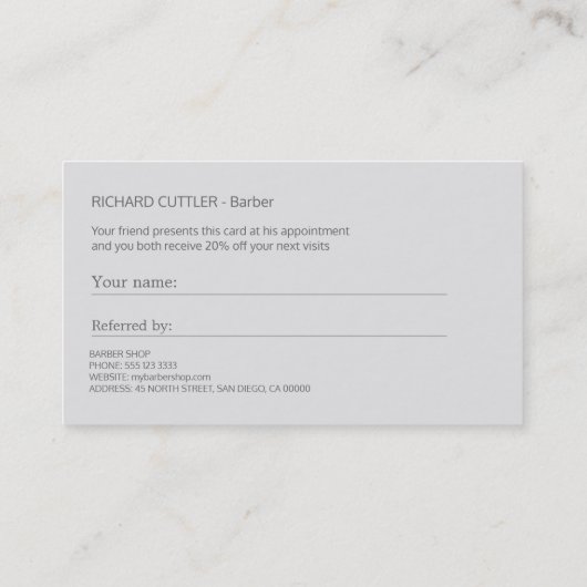 Kapper winkel zilvergrijs logo verwijzing sjabloon (Achterkant)