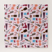 Kappers gereedschap, naadloos stijlvol patroon. legpuzzel (Horizontaal)