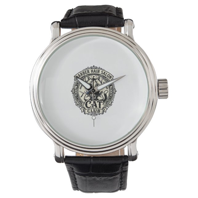 Kappers Salon Kat Grappige Kat Grafisch - Kapper H Horloge (Voorkant)