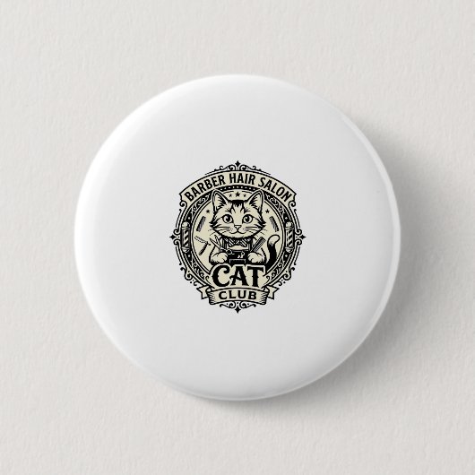 Kappers Salon Kat Grappige Kat Grafisch - Kapper H Ronde Button 5,7 Cm (Voorkant)