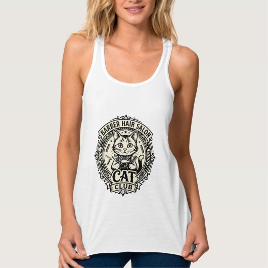 Kappers Salon Kat Grappige Kat Grafisch - Kapper H Tanktop (Voorkant)