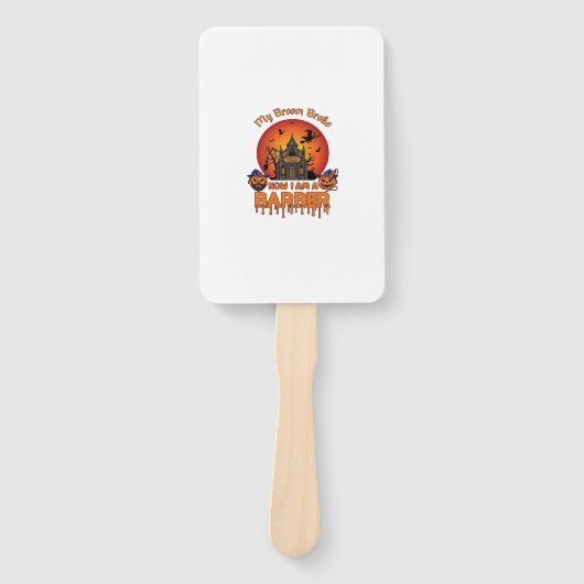 Kappersbezem Gebroken Halloween Pompoen Kniptang H Handwaaier (Voorkant)